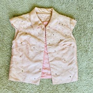 Vintage Pink Pearl Beaded Vintage Vest Size Small